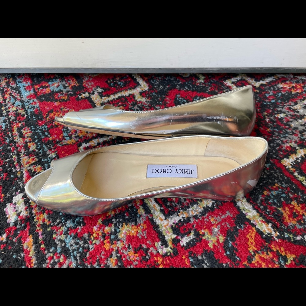 Jimmy Choo Open Toe Silver Flats - image 6